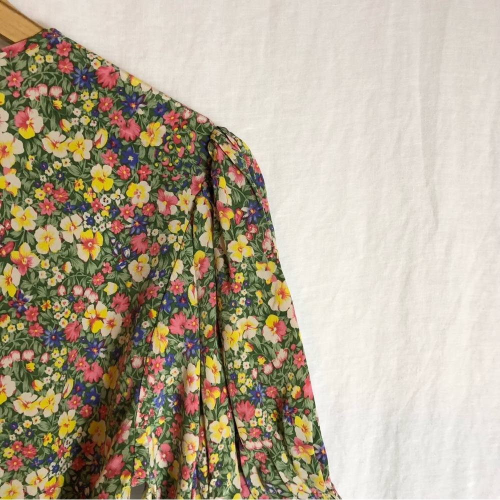 Doen Yana Floral Silk Blouse Green Valley Size Small - Picture 5 of 16
